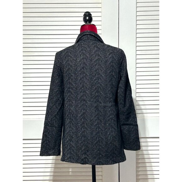 Eileen Fisher Womens Black White Herringbone Wool Blend Sweater Blazer Sz S 3053 - Picture 4 of 10